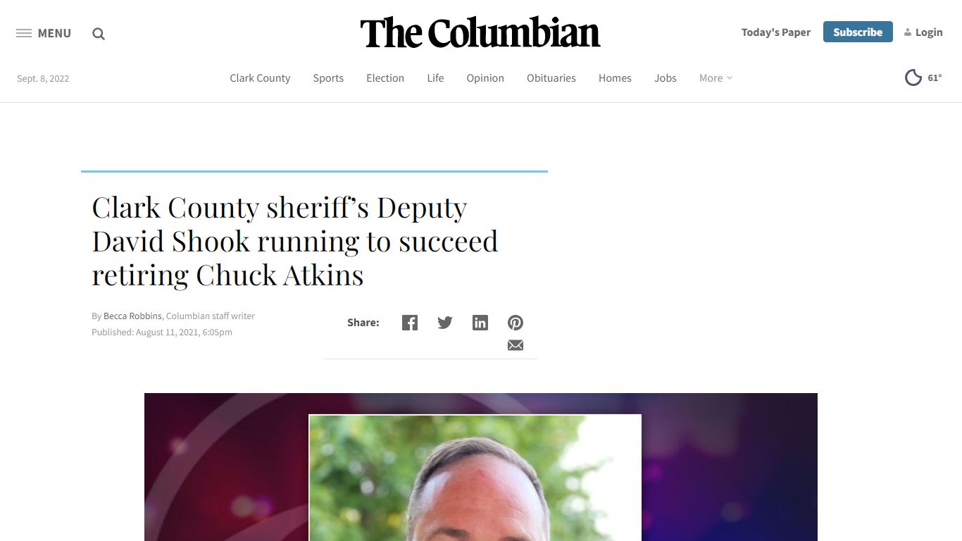 Clark County sheriff’s Deputy David Shook running to succeed retiring ...